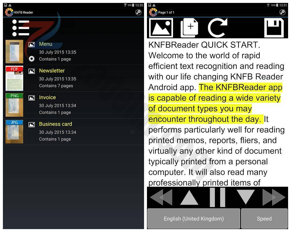 KNFB Reader هو محول نص سهل لتحويل الكلام