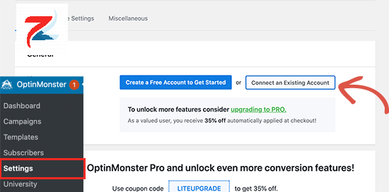 قم بتوصيل حساب OptinMonster بـ WordPress