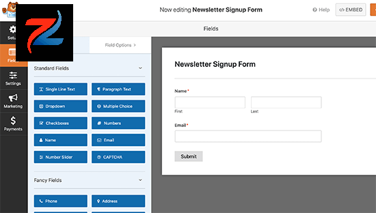 واجهة WPForms builder