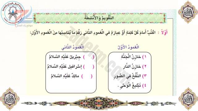 شرح درس اهمية الايمان بالملائكة للصف الخامس