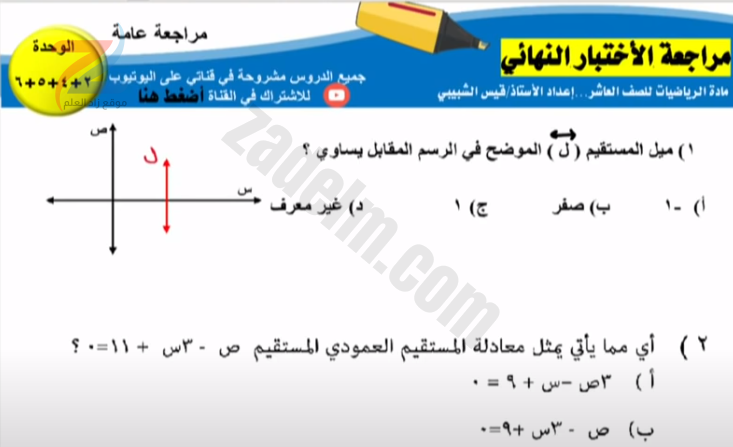 مراجعة الاختبار النهائي لمادة الرياضيات للصف العاشرلمناهج سلطنة عمان