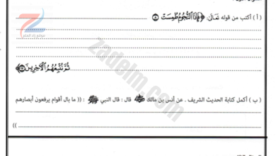 ملف دمج اختبارات لمادة التربية الاسلامية للصف السادس الفصل الدراسي الاول