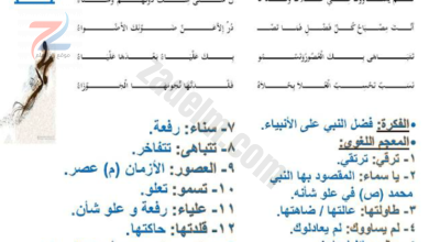 شرح قصيدة يا سماء للبوصيري لمادة اللغة العربية للصف التاسع الفصل الدراسي الاول