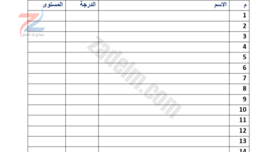 استمارة لتحليل نتائج اللغة الانجليزية للصفوف من الاول الى الحادي عشر