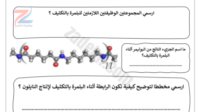 نشاط لشرح درس البلمرة بالتكثيف لمادة الكيمياء للصف العاشر الفصل الدراسي الثاني