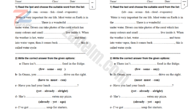 اسئلة قصيرة في القواعد والمفردات لمادة اللغة الانجليزية للصف الثامن الفصل الدراسي الثاني