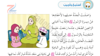 حل اسئلة درس النشأة المباركة لمادة التربية الاسلامية ديني حياتي للصف الاول الفصل الدراسي الاول