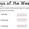 نشاط خط عن ايام الاسبوع Days of the week لمادة اللغة الانجليزية للصف الخامس الفصل الدراسي الاول