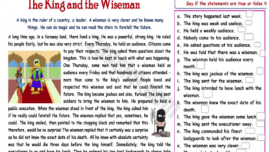 قصة قصيرة الملك والرجل الحكيم The King and the wiseman لمادة اللغة الانجليزية