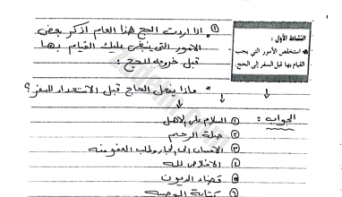 انشطة محلولة لدروس مادة التربية الاسلامية للصف التاسع الفصل الدراسي الثاني