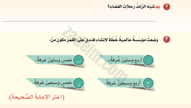 حل اسئلة درس نص الاستماع المستقبل في الفضاء لمادة اللغة العربية للصف الخامس الفصل الدراسي الثاني