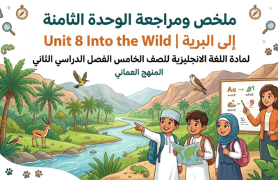 ملخص ومراجعة الوحدة الثامنة Unit 8 Into the Wild  |  إلى البرية لمادة اللغة الانجليزية للصف الخامس الفصل الدراسي الثاني المنهج العماني