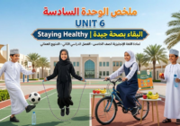 ملخص الوحدة السادسة UNIT 6 Staying Healthy  |  البقاء بصحة جيدة لمادة اللغة الانجليزية للصف الخامس الفصل الدراسي الثاني المنهج العماني