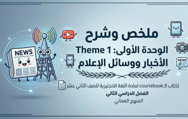 ملخص وشرح Theme 1 الوحدة الأولى: الأخبار ووسائل الإعلام (News and the Media) لكتاب الcoursebook لمادة اللغة الانجليزية للصف الثاني عشر الفصل الدراسي الثاني المنهج العماني