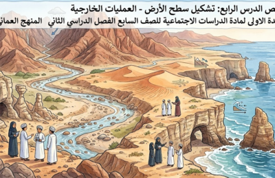ملخص الدرس الرابع: تشكيل سطح الأرض – العمليات الخارجية الوحدة الاولى لمادة الدراسات الاجتماعية للصف السابع الفصل الدراسي الثاني المنهج العماني