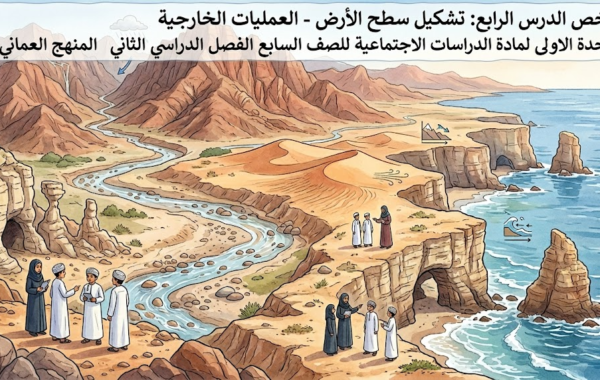 ملخص الدرس الرابع: تشكيل سطح الأرض – العمليات الخارجية الوحدة الاولى لمادة الدراسات الاجتماعية للصف السابع الفصل الدراسي الثاني المنهج العماني