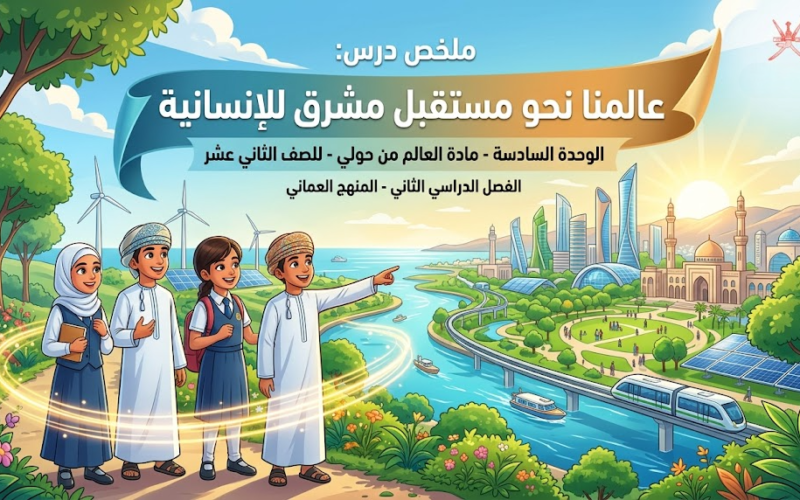 ملخص درس عالمنا نحو مستقبل مشرق للإنسانية الوحدة السادسة لمادة العالم من حولي للصف الثاني عشر الفصل الدراسي الثاني المنهج العماني