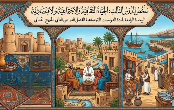 ملخص الدرس الثالث: الحياة الثقافية والاجتماعية والاقتصادية الوحدة الرابعة لمادة الدراسات الاجتماعية للصف العاشر الفصل الدراسي الثاني المنهج العماني