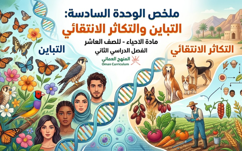 ملخص الوحدة السادسة: التباين والتكاثر الانتقائي لمادة الاحياء للصف العاشر الفصل الدراسي الثاني المنهج العماني