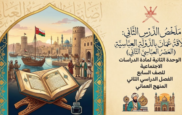 ملخص الدرس الثاني: علاقة عُمانَ بالدَّولة العبَّاسيَّة (العصر العباسي الثاني) الوحدة الثانية لمادة الدراسات الاجتماعية للصف السابع الفصل الدراسي الثاني المنهج العماني