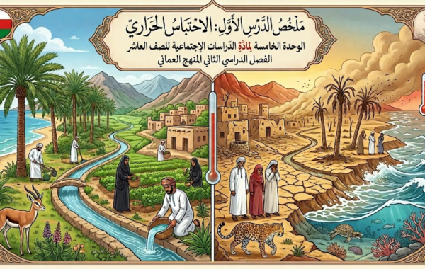 ملخص الدرس الاول: الاحتباس الحراري الوحدة الخامسة لمادة الدراسات الاجتماعية للصف العاشر الفصل الدراسي الثاني المنهج العماني