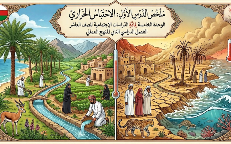 ملخص الدرس الاول: الاحتباس الحراري الوحدة الخامسة لمادة الدراسات الاجتماعية للصف العاشر الفصل الدراسي الثاني المنهج العماني