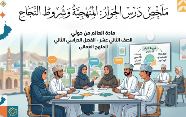ملخص درس الحوار بين المنهجية وشروط النجاح الوحدة الرابعة لمادة العالم من حولي للصف الثاني عشر الفصل الدراسي الثاني المنهج العماني