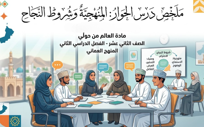 ملخص درس الحوار بين المنهجية وشروط النجاح الوحدة الرابعة لمادة العالم من حولي للصف الثاني عشر الفصل الدراسي الثاني المنهج العماني