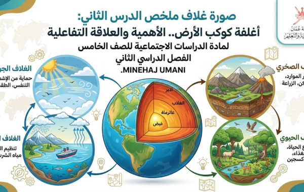 ملخص الدرس الثاني: أغلفة كوكب الأرض.. الأهمية والعلاقة التفاعلية لمادة الدراسات الاجتماعية للصف الخامس الفصل الدراسي الثاني المنهج العماني