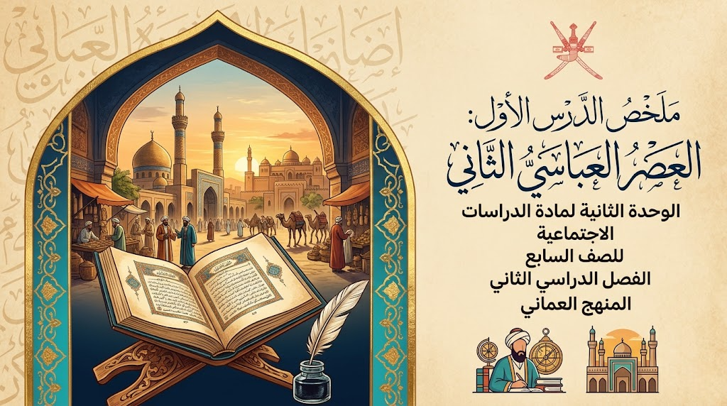 ملخص الدرس الأول: العصر العباسي الثاني الوحدة الثانية لمادة الدراسات الاجتماعية للصف السابع الفصل الدراسي الثاني المنهج العماني