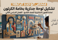ملخص الوحدة الرابعة: تشكيل لوحة جدارية بخامة الكرتون لمادة الفنون التشكيلية للصف التاسع الفصل الدراسي الثاني المنهج العماني