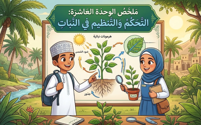 ملخص الوحدة العاشرة: التحكم والتنظيم في النبات لمادة الاحياء للصف التاسع الفصل الدراسي الثاني المنهج العماني