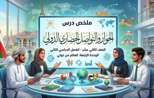ملخص درس الحوار والتواصل الحضاري الدولي الوحدة الرابعة لمادة العالم من حولي للصف الثاني عشر الفصل الدراسي الثاني المنهج العماني