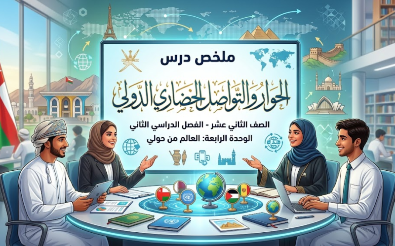 ملخص درس الحوار والتواصل الحضاري الدولي الوحدة الرابعة لمادة العالم من حولي للصف الثاني عشر الفصل الدراسي الثاني المنهج العماني