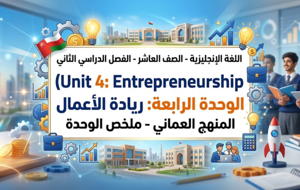 ملخص Unit 4: Entrepreneurship الوحدة الرابعة: ريادة الأعمال لمادة اللغة الانجليزية للصف العاشر الفصل الدراسي الثاني المنهج العماني