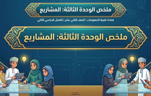 ملخص الوحدة الثالثة المشاريع لمادة تقنية المعلومات للصف الثاني عشر الفصل الدراسي الثاني المنهج العماني