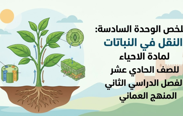 ملخص الوحدة السادسة النقل في النباتات لمادة الاحياء للصف الحادي عشر الفصل الدراسي الثاني المنهج العماني