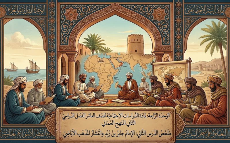 ملخص الدرس الثاني: الإمام جابر بن زيد وانتشار المذهب الأباضي الوحدة الرابعة لمادة الدراسات الاجتماعية للصف العاشر الفصل الدراسي الثاني المنهج العماني