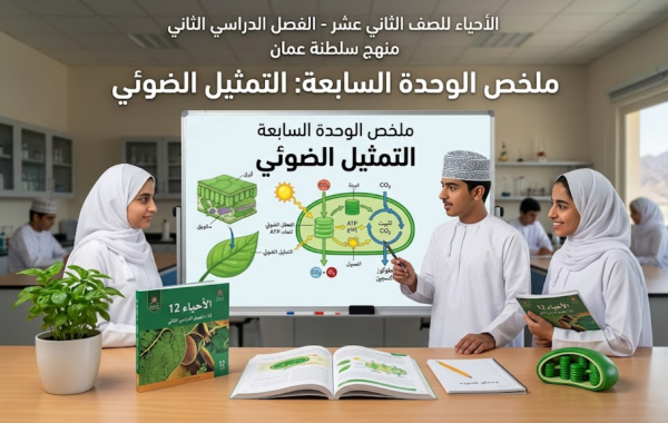 ملخص الوحدة السابعة التمثيل الضوئي لمادة الاحياء للصف الثاني عشر الفصل الدراسي الثاني لمنهج سلطنة عمان