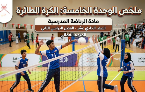 ملخص الوحدة الخامسة الكرة الطائرة لمادة الرياضة المدرسية للصف الحادي عشر الفصل الدراسي الثاني المنهج العماني