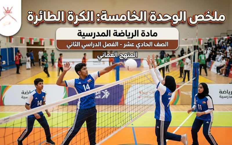 ملخص الوحدة الخامسة الكرة الطائرة لمادة الرياضة المدرسية للصف الحادي عشر الفصل الدراسي الثاني المنهج العماني