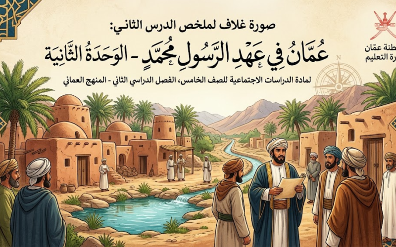 ملخص الدرس الثاني: عُمان في عهد الرسول محمد الوحدة الثانية لمادة الدراسات الاجتماعية للصف الخامس الفصل الدراسي الثاني المنهج العماني