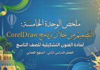 ملخص الوحدة الخامسة: التصميم من خلال برنامج CorelDraw لمادة الفنون التشكيلية للصف التاسع الفصل الدراسي الثاني المنهج العماني