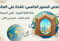 ملخص المحور الخامس: نافذة على العالم لمادة اللغة العربية لغتي الجميلة للصف العاشر الفصل الدراسي الثاني المنهج العماني