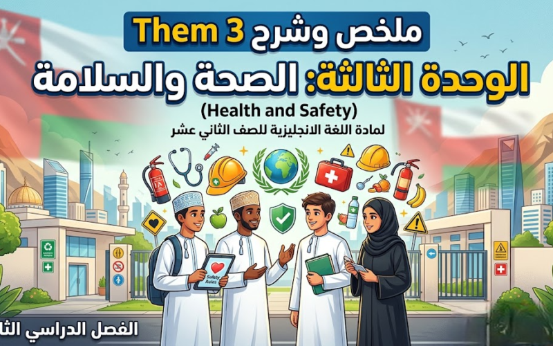 ملخص وشرح Them 3 الوحدة الثالثة: الصحة والسلامة (Health and Safety) لمادة اللغة الانجليزية للصف الثاني عشر الفصل الدراسي الثاني المنهج العماني