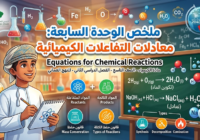 ملخص الوحدة السابعة: معادلات التفاعلات الكيميائية – Equations for Chemical Reactions لمادة الكيمياء للصف التاسع الفصل الدراسي الثاني المنهج العماني