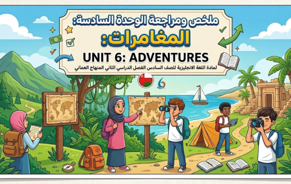 ملخص ومراجعة الوحدة السادسة: المغامرات Unit 6: Adventures لمادة اللغة الانجليزية للصف السادس الفصل الدراسي الثاني المنهج العماني