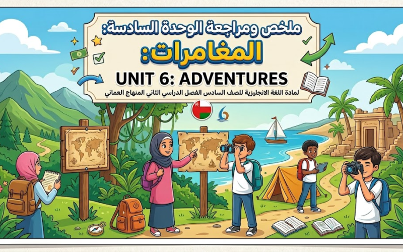 ملخص ومراجعة الوحدة السادسة: المغامرات Unit 6: Adventures لمادة اللغة الانجليزية للصف السادس الفصل الدراسي الثاني المنهج العماني