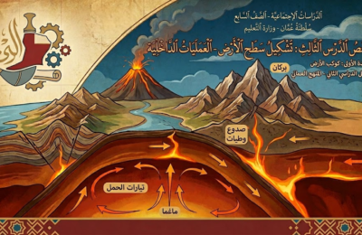 ملخص الدرس الثالث: تشكيل سطح الأرض – العمليات الداخلية الوحدة الاولى لمادة الدراسات الاجتماعية للصف السابع الفصل الدراسي الثاني المنهج العماني
