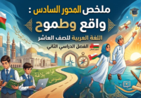 ملخص المحور السادس: واقع وطموح لمادة اللغة العربية للصف العاشر الفصل الدراسي الثاني المنهج العماني